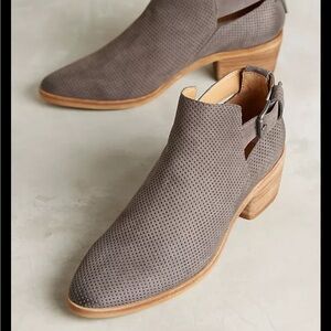 Dolce Vita Kara suede perforated ankle bootie.